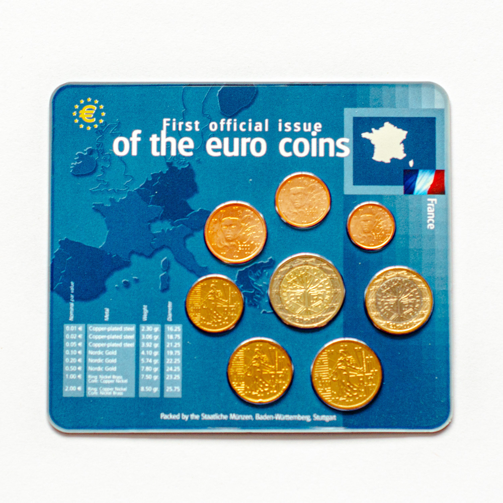 Europe: First Official Issue of the Euro Coins – 12 Coin Set