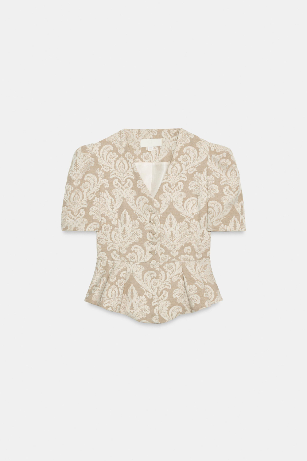 ZARA ЖАККАРДОВЫЙ ЖАКЕТ С БАСКОЙ, ЭКРЮ/БЕЖЕВЫЙ