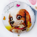 Фольгированный шар «Поздравляю. Собака с цветком», 46 см