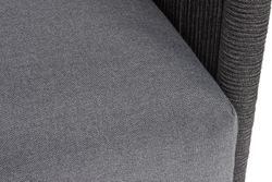 "Джелло" кресло плетеное из роупа, каркас алюминий темно-серый (RAL7024) муар, роуп темно-серый круглый, ткань темно-серая 027