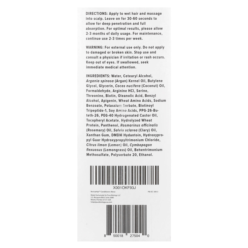 Pure Biology, RevivaHair ™, кондиционер для стимуляции роста и утолщения кожи, 240 мл (8 жидк. унц.)