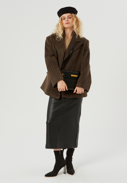 Юбка из экокожи под крокодила черная