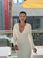 Платье макси в молочном цвете