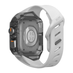 Спортивный ремешок-чехол Aulumu A01 Titanium Cover для Apple Watch Ultra 2–3 Полупрозрачный поликарбонатный чехол с матовой накладкой из титана с алмазоподобным покрытием и водостойкий ремешок в футуристическом стиле из фторэластомера с алюминиевой застёж