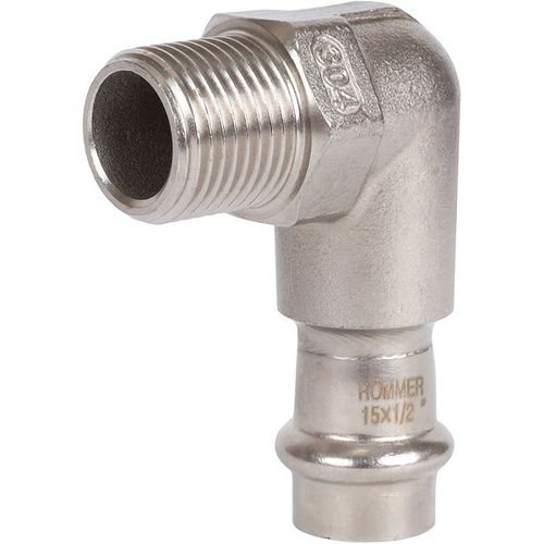 Угольник пресс Rommer 22x1/2" НР с наружной резьбой из нержавеющей стали (RSS-0010-002212)