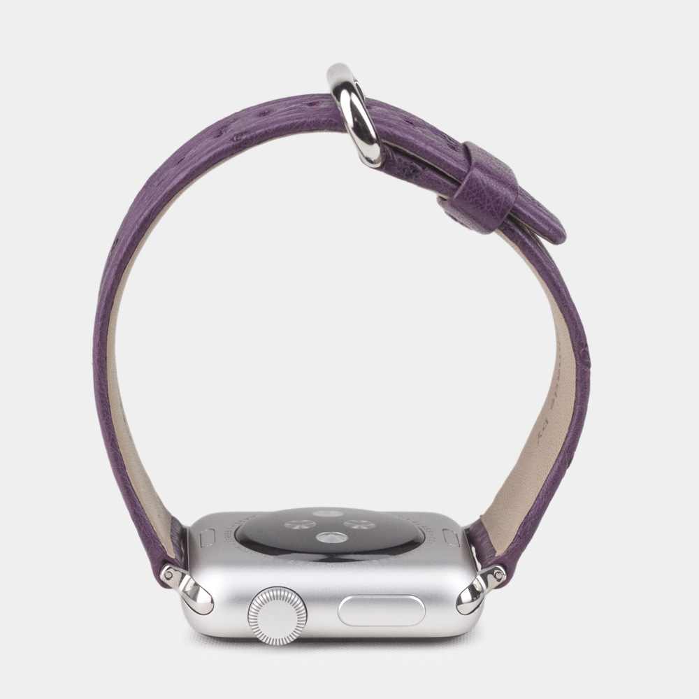Ремешок для Apple Watch 44/45/49mm ST Classic из кожи страуса, фиолетового цвета