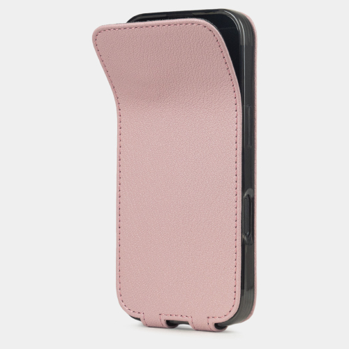 Чехол iPhone 16 Pro натуральная кожа козы, пудрового цвета