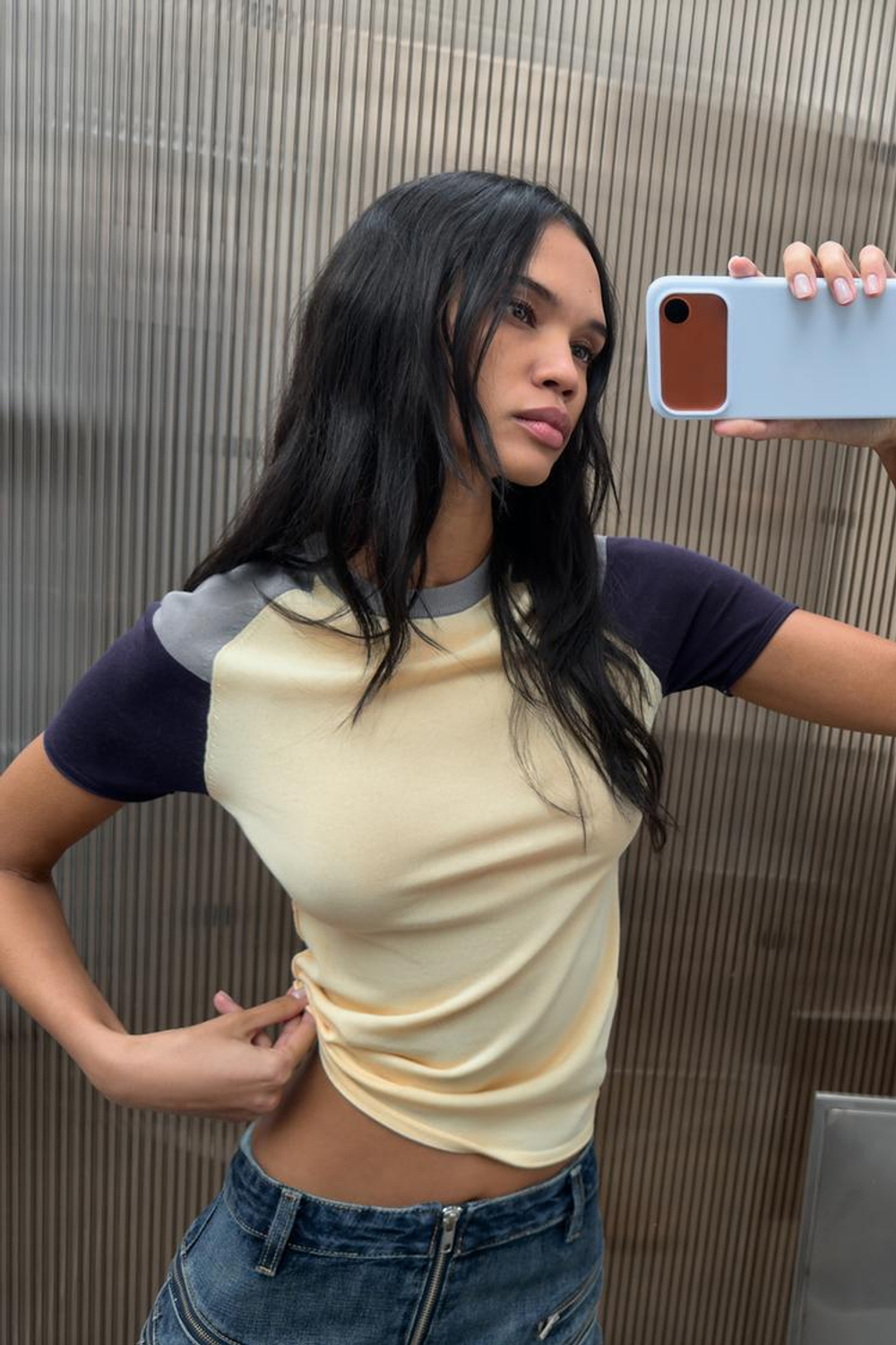 ZARA ТРИКОТАЖНЫЙ ТОП КОЛОР-БЛОК, РАЗНОЦВЕТНЫЙ