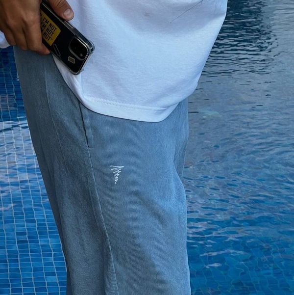 Брюки #4 Вельветовые Голубые - фото 10