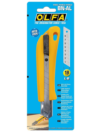OLFA 18 мм, с авто фиксатором, нож с выдвижным лезвием, (OL-BN-AL)