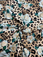 Кулир (принт). Розы на пятнах (Компаньон к лео), 0,3м (БРАК)