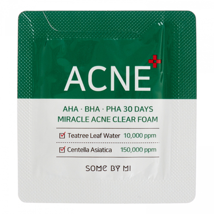 SOME BY MI AHA-BHA-PHA 30 DAYS MIRACLE ACNE CLEAR FOAM  [POUCH] Очищающая пенка для умывания с кислотами 1,5мл