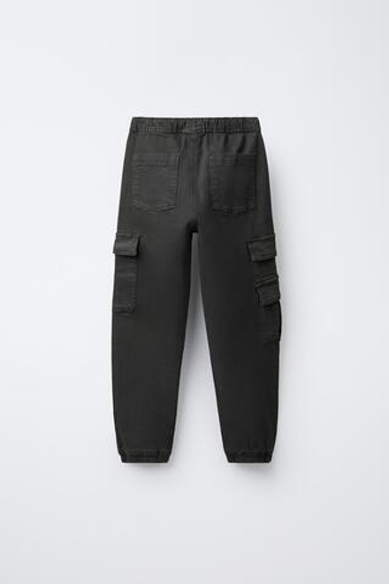 ZARA СУПЕРЭЛАСТИЧНЫЕ БРЮКИ-ДЖОГГЕРЫ, УГОЛЬНЫЙ