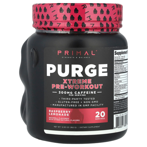 PrePrimal, Purge, Xtreme, предтренировочный комплекс, малиновый лимонад, 362 г (12,93 унции)
