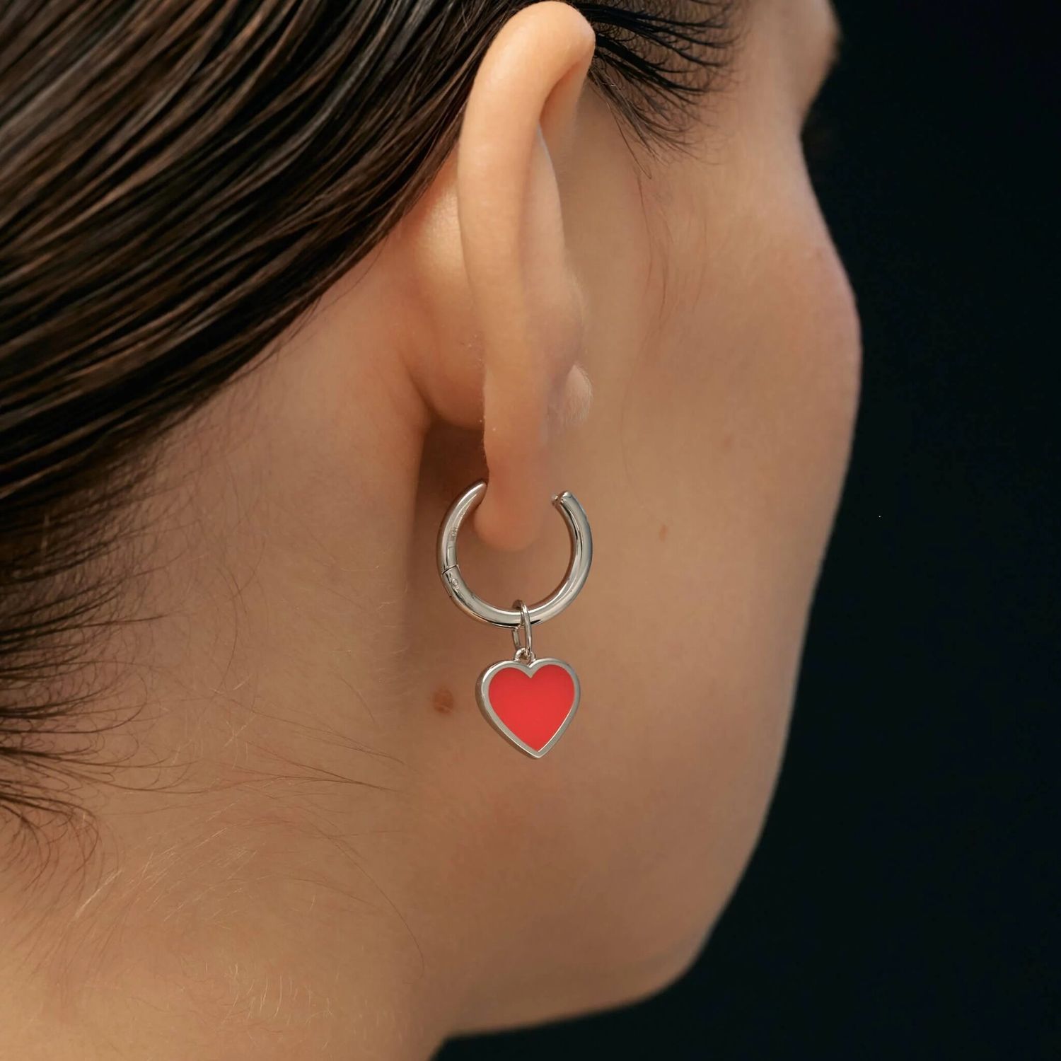 Моносерьга Silver Red Heart Earring