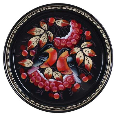 Жостовский поднос декоративный, размер 22 см (A5), металлический