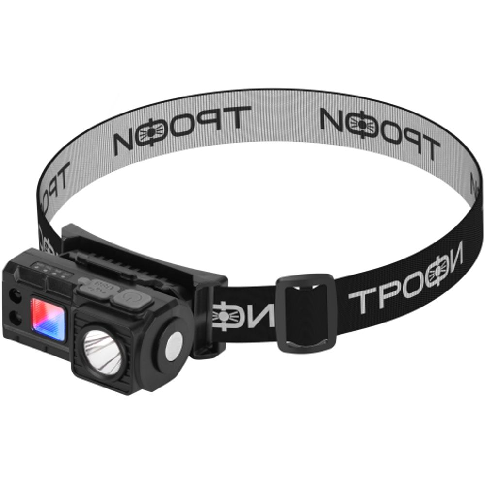 Фонарь налобный светодиодный Трофи GA-102 аккумуляторный 3 Bт сенсорное управление магнит клипса 5 режимов
