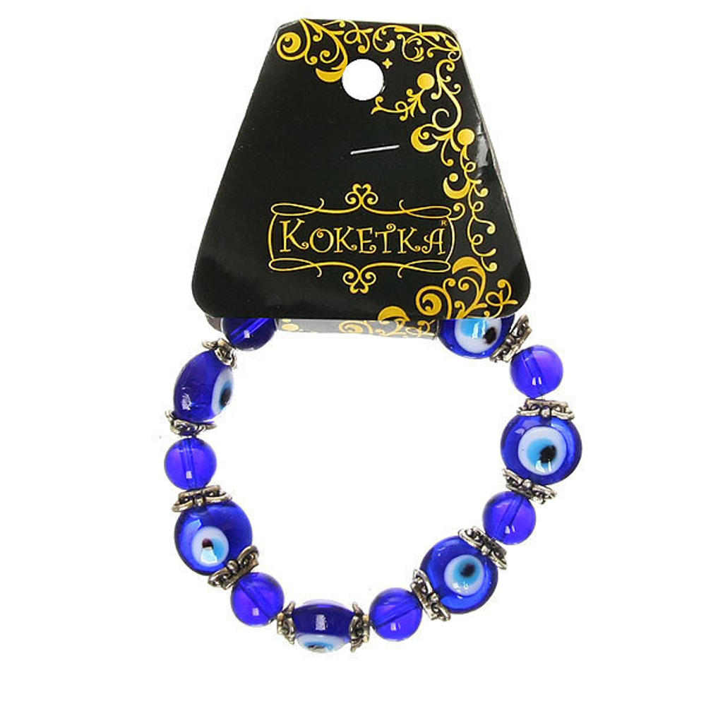 Браслет от сглаза «Оберег-крупные бусины», цвет синий