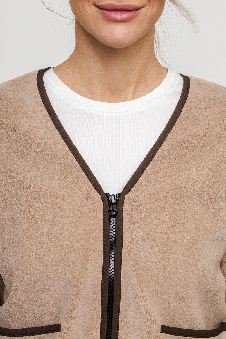 Куртка укороченная, из джерси, женская