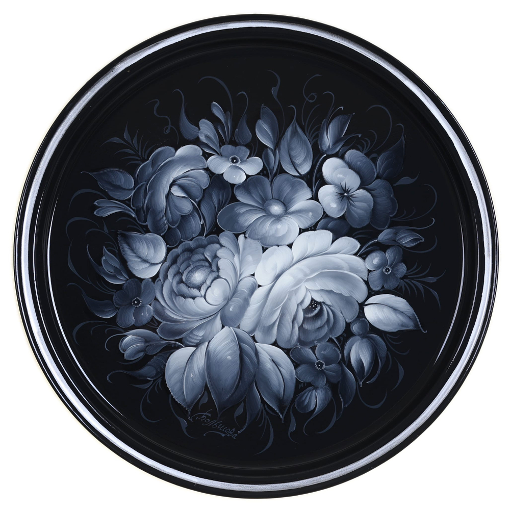 Жостовский поднос декоративный, размер 30 см (A9), металлический