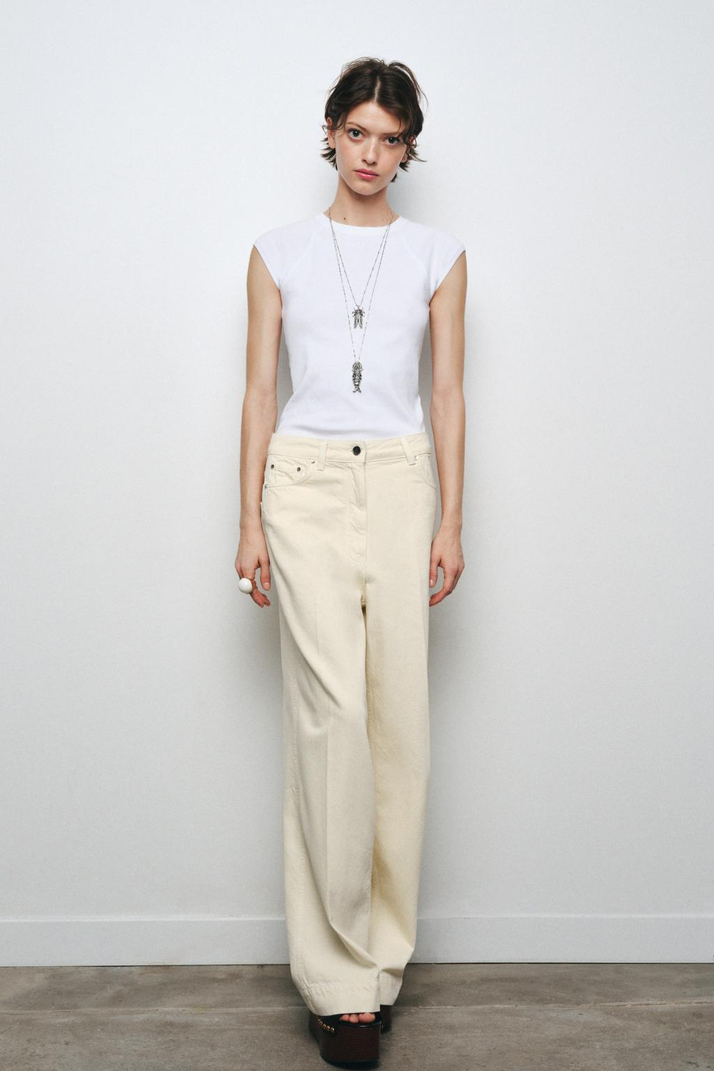 ZARA ДЖИНСЫ LOOSE С ВЫСОКОЙ ПОСАДКОЙ — ZW COLLECTION, ЖЕЛТЫЙ