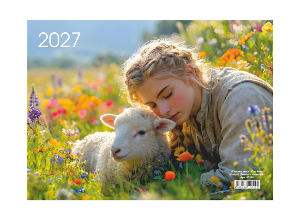 Календарь настен. 3-х бл. квартальный 2027 Символ года LAMARK "ДЕВОЧКА И ОВЕЧКА" 00395