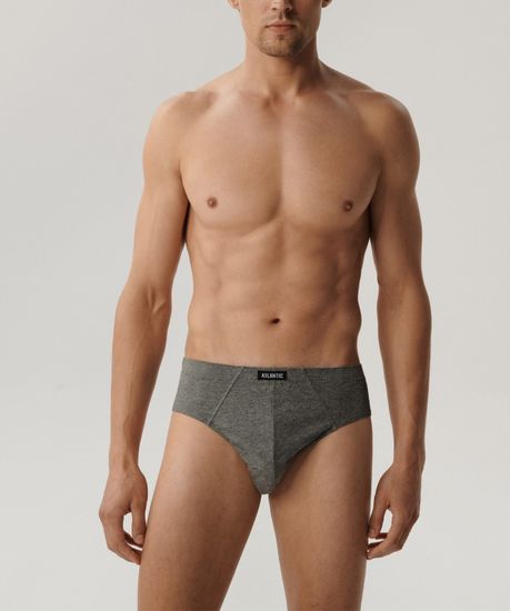 Мужские трусы (3шт) слипы классика Atlantic Basic 3BMP-006, хлопок, черный + серый меланж + темно-серый меланж