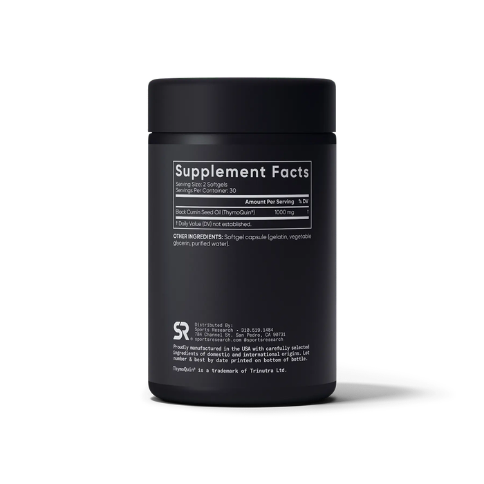 Масло семян черного тмина 1000 мг, Black Cumin Seed Oil 1000 mg, Sports Research, 60 капсул 2