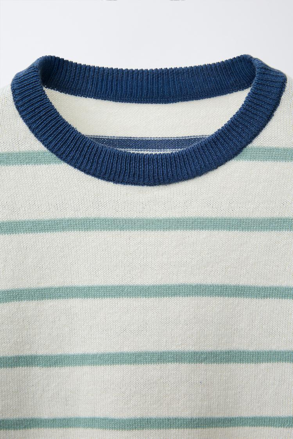 ZARA ТРИКОТАЖНАЯ ФУТБОЛКА В ПОЛОСКУ, ЗЕЛЕНОВАТО-СИНИЙ