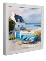 Картина на натуральном холсте в раме "Лодки"