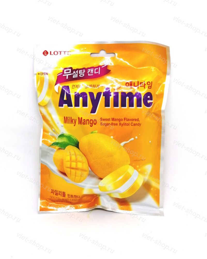 Карамель леденцовая Anytime Milky Mango, Lotte, Корея, 60 гр.