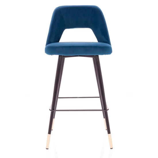 Барный стул Hudson синий велюр
