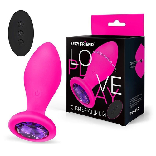 Вибровтулка анальная Sexy Friend с пультом ДУ, кристалл, 9 см