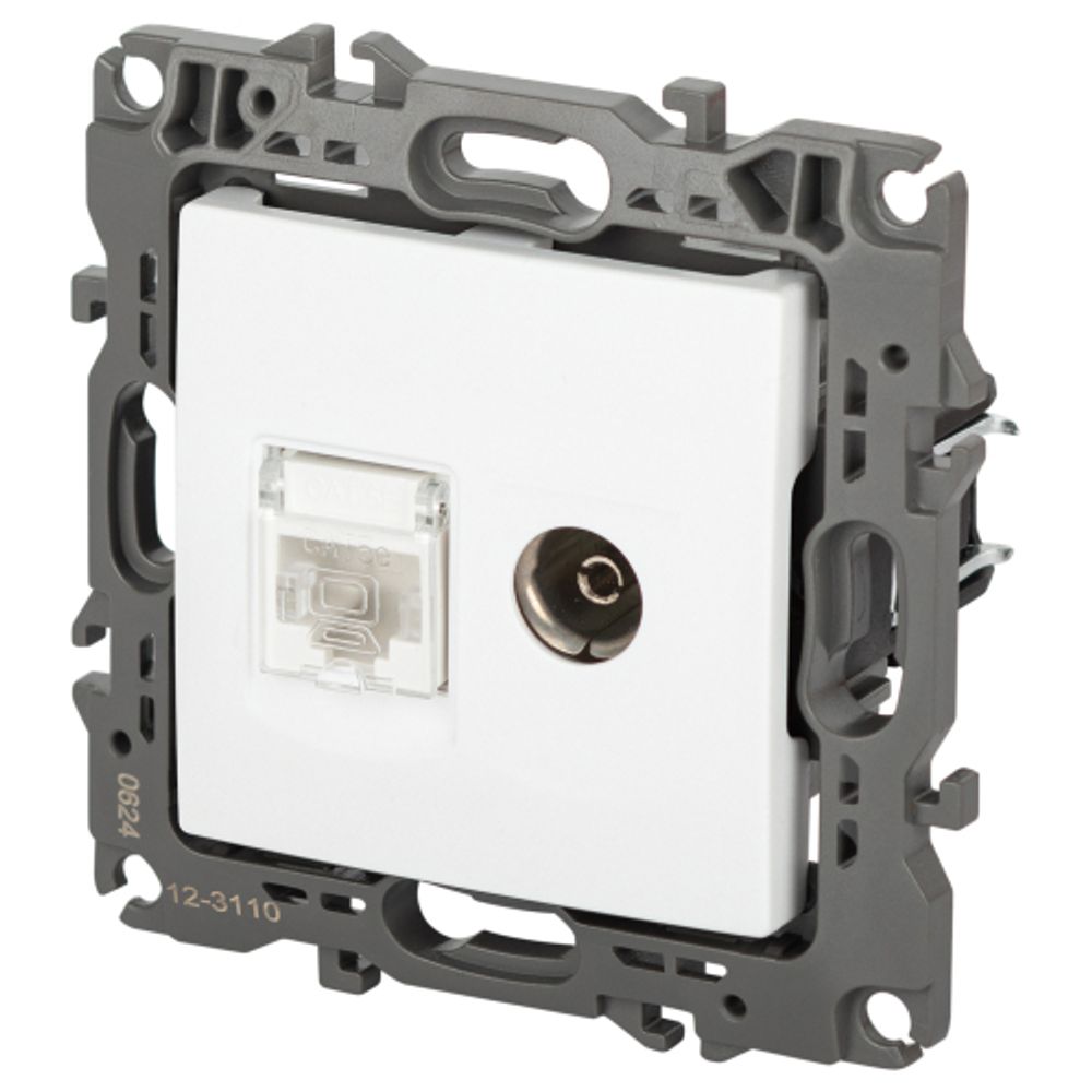 Розетка ЭРА Серия 12 12-3110-01М комбинированная RJ45+TV, белый матовый