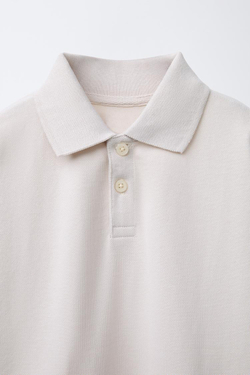 ZARA ПОЛО BOXY FIT С НАШИВКОЙ, ОТТЕНОК СЕРОГО