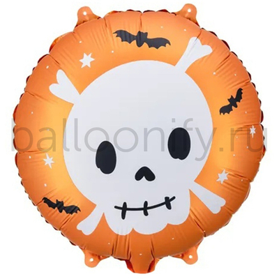 Фольгированная фигура, круг, " HWN Череп,18"/45СМ