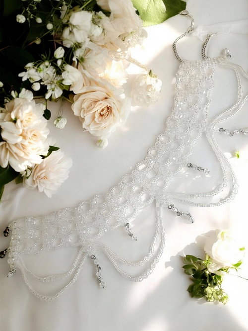 Колье-стойка Хрустальное, свадебное украшение невесты