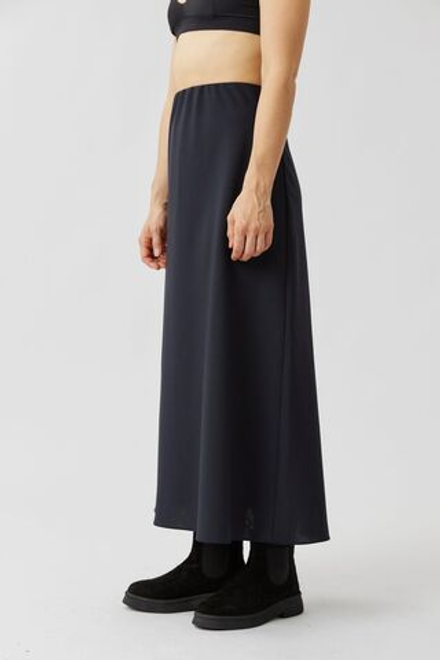 Юбка макси из темно-синей шерсти