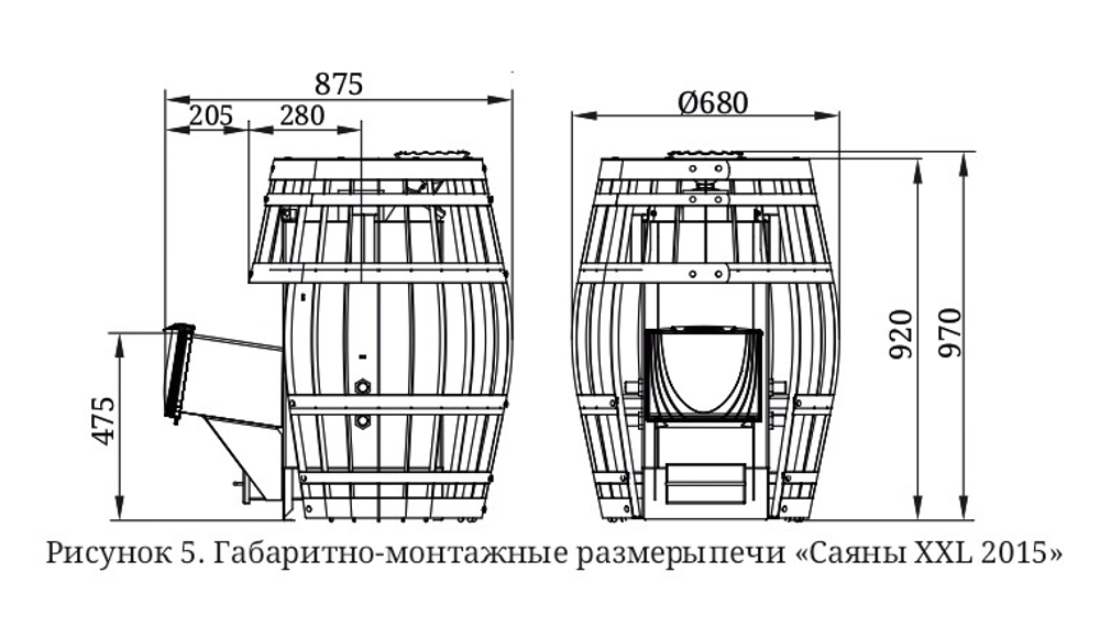 Печь TMF Саяны XXL 2015 Inox ДА ЗК размеры