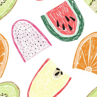 Фрукты в стиле детского рисунка