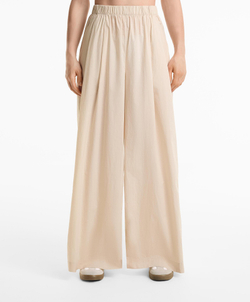 OYSHO Брюки широкие из 100% хлопкового поплина, светло-бежевый