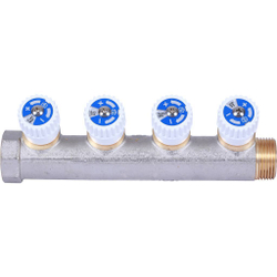 Коллектор распределительный  3/4", 4 отвода 1/2" плоское уплотнение