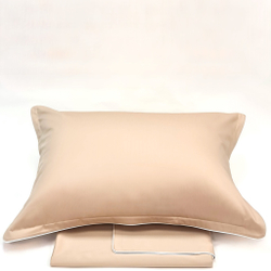 Постельное белье 2 спальное евро Сlaire&Caroll Lune+ бежевое с белым кантом