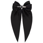 Заколка для волос баретте 25x41 см, с бантом и широкими хвостиками, чёрный, MONTE VITA, 457112