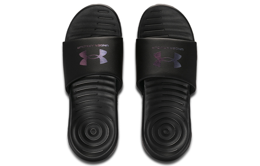 Under Armour Ansa Graphic Logo comfortable and versatile rubber-soled quick-drying one-word slippers men's black