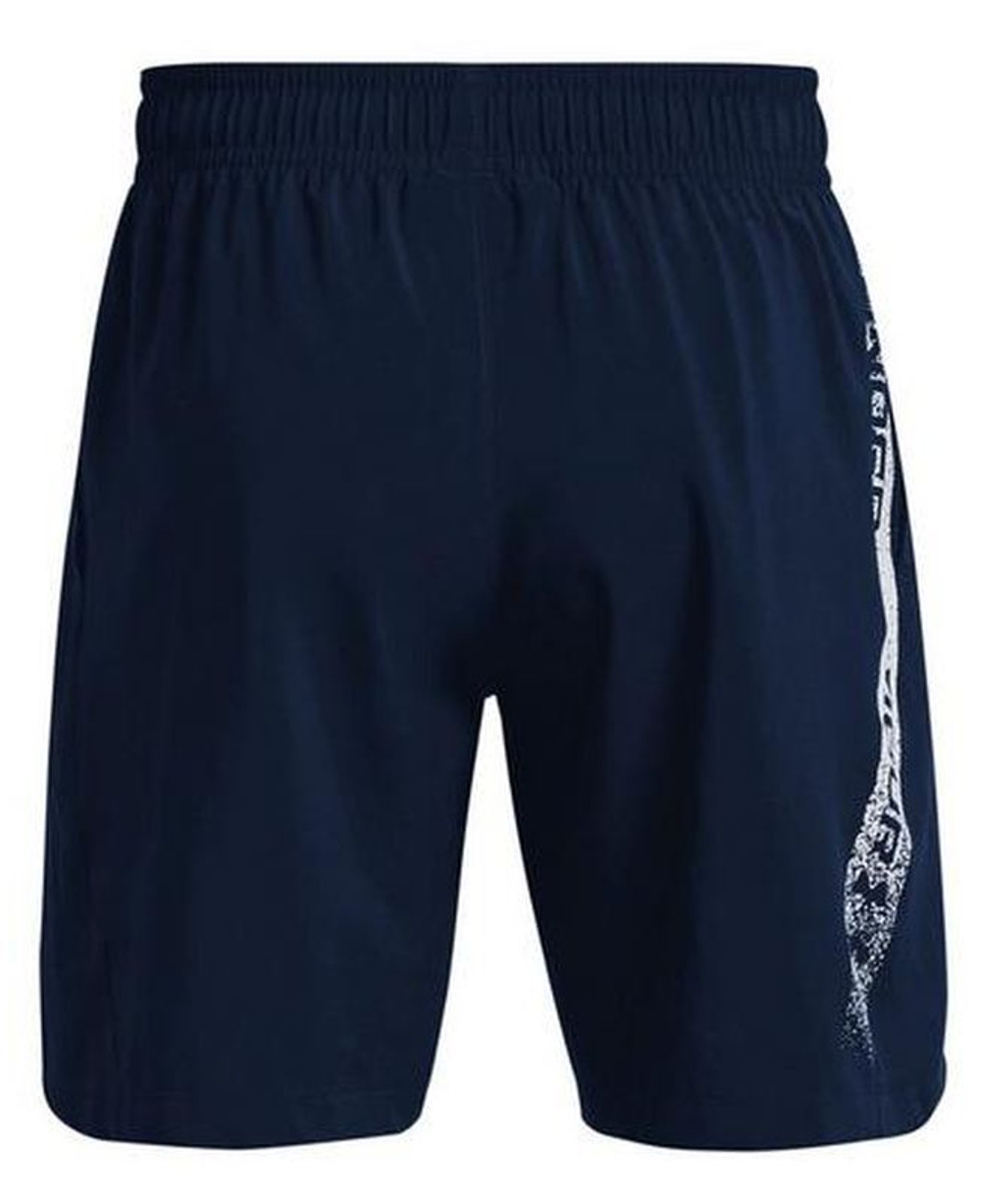 Шорты для мальчика теннисные Under Armour Boys' UA Woven Graphic Shorts - midnight navy/white