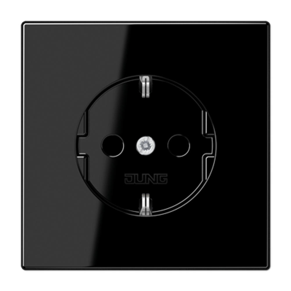JUNG LS990 Черная Розетка штепсельная Schuko 16A, 250V, с защитой от детей, арт.LS1520KISW