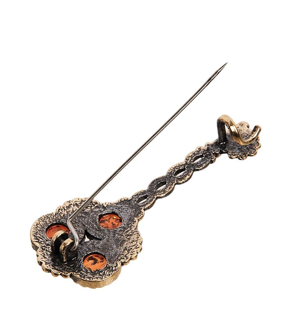 AM-2604 Брошь «Ключ в Нарнию» (латунь, янтарь)