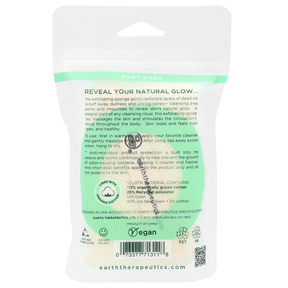 Earth Therapeutics, Отшелушивающая гидрогубка, прямоугольная, 1 шт.