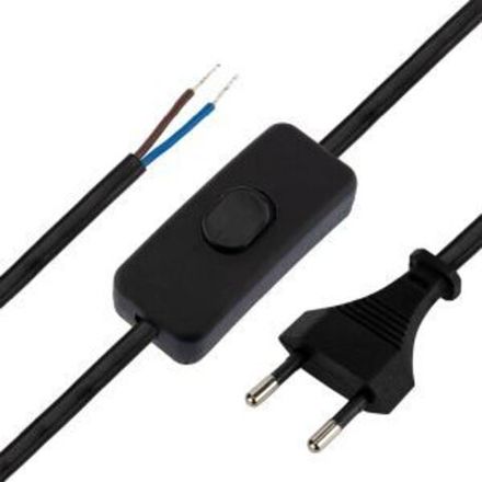 Шнур сетевой с выключателем 2х0,75 мм² 1,8м черный REXANT